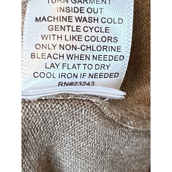 NY&C Tan‎ V-Neck Cardigan Sweater Button Front Ribbed Knit Hem & Cuffs - Picture 8 of 8